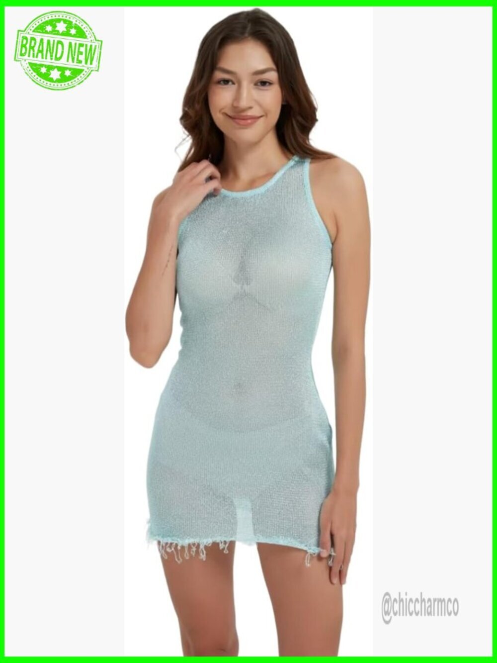 Sparkly Bodycon Mini Dress with Tassel Fringed Hem - Sleeveless Party Dress
